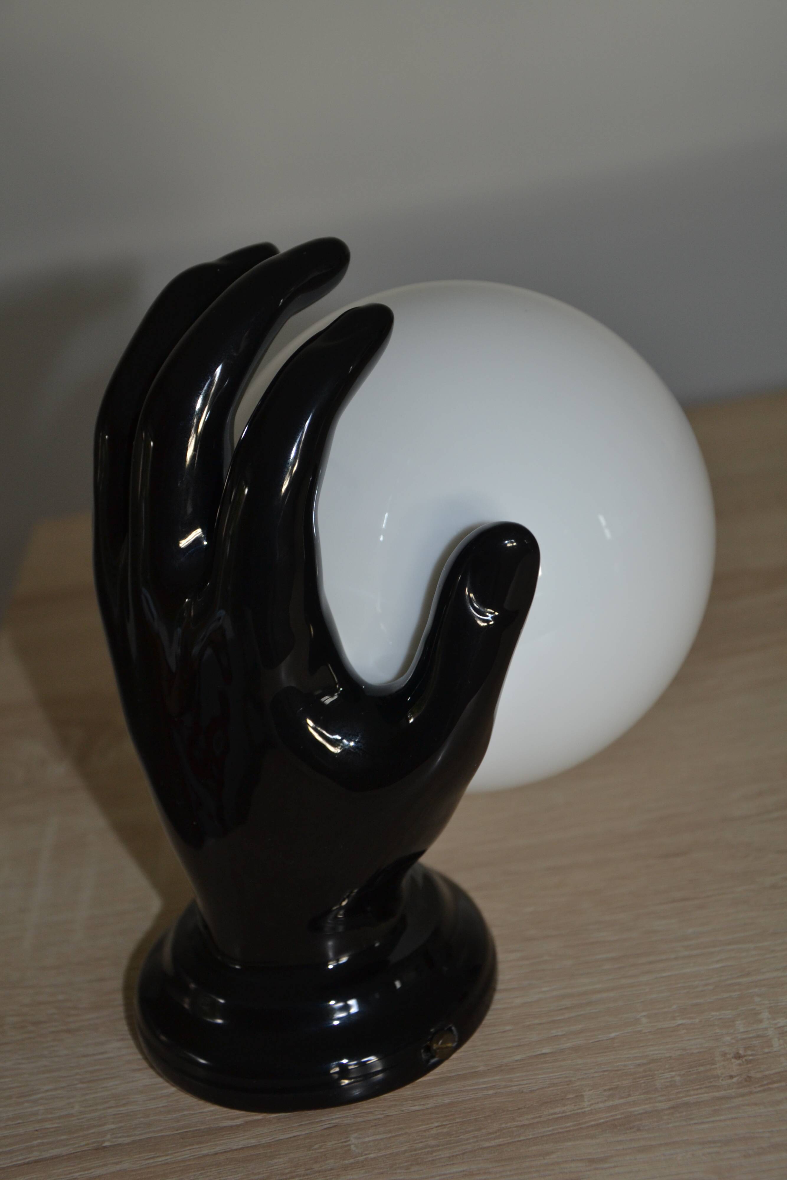 Vintage black opaline globe wall lamp