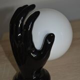 Vintage black opaline globe wall lamp