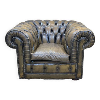 Fauteuil Chesterfield en cuir des années 1980