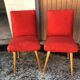 Chaises moumoute rouge vintage années 60