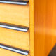 Desk in oak and lacquered metal 1970s