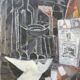 Painting modern still life painting with cubist bottle XXth