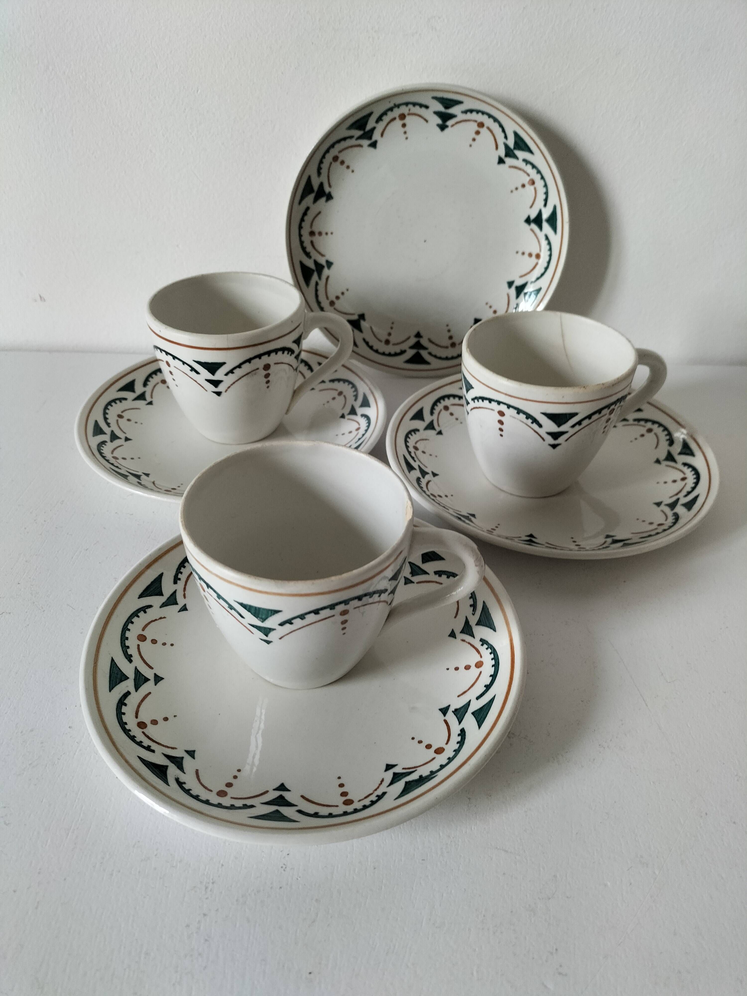 Set of 3 K&G Lunéville cups and saucers – Succao model, 1920s