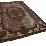 Handmade distressed oriental 1980s 195 cm x 313 cm brown carpet