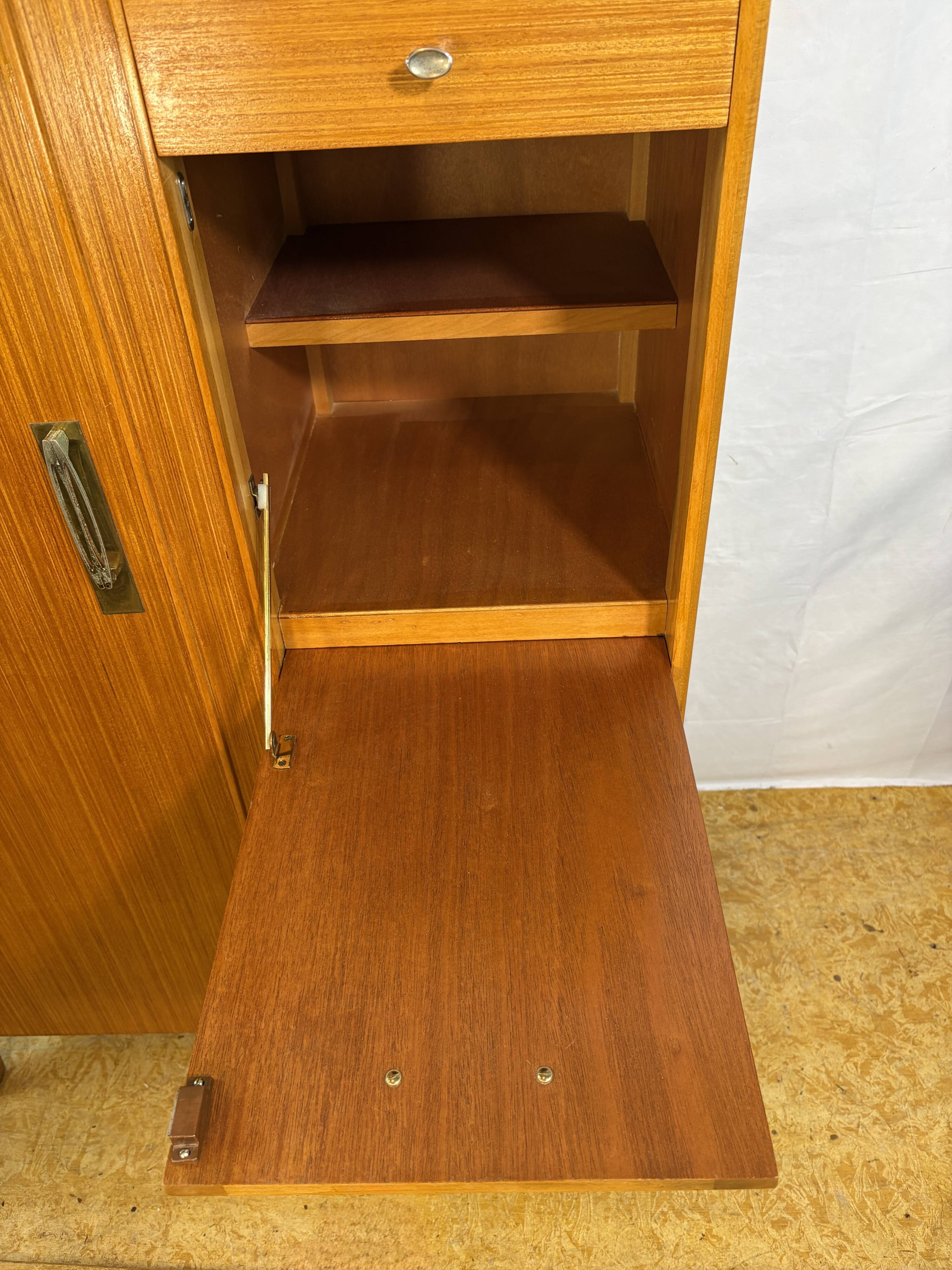 Mid Century Retro Teak Gentleman’s / Bachelor Wardrobe by Remploy 1960