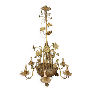 Grand lustre floral Art - bronze