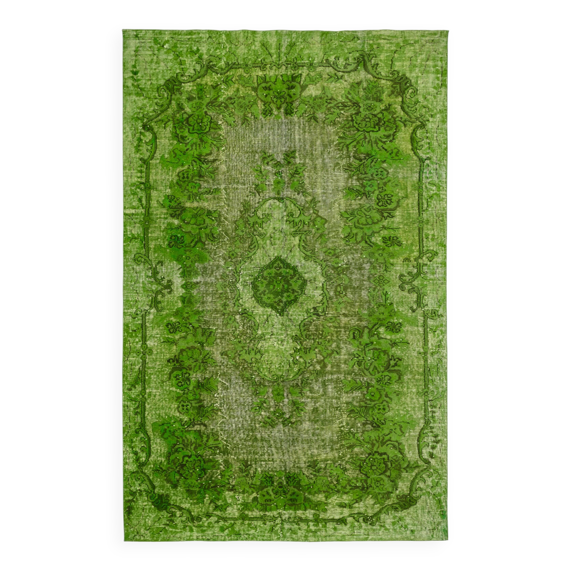 Overdyed Wool Vintage Handmade Carved Rug 180 cm x 288 cm