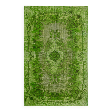 Overdyed Wool Vintage Handmade Carved Rug 180 cm x 288 cm