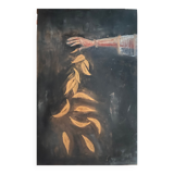 Oil painting on wood signed “golden autumn leaves”