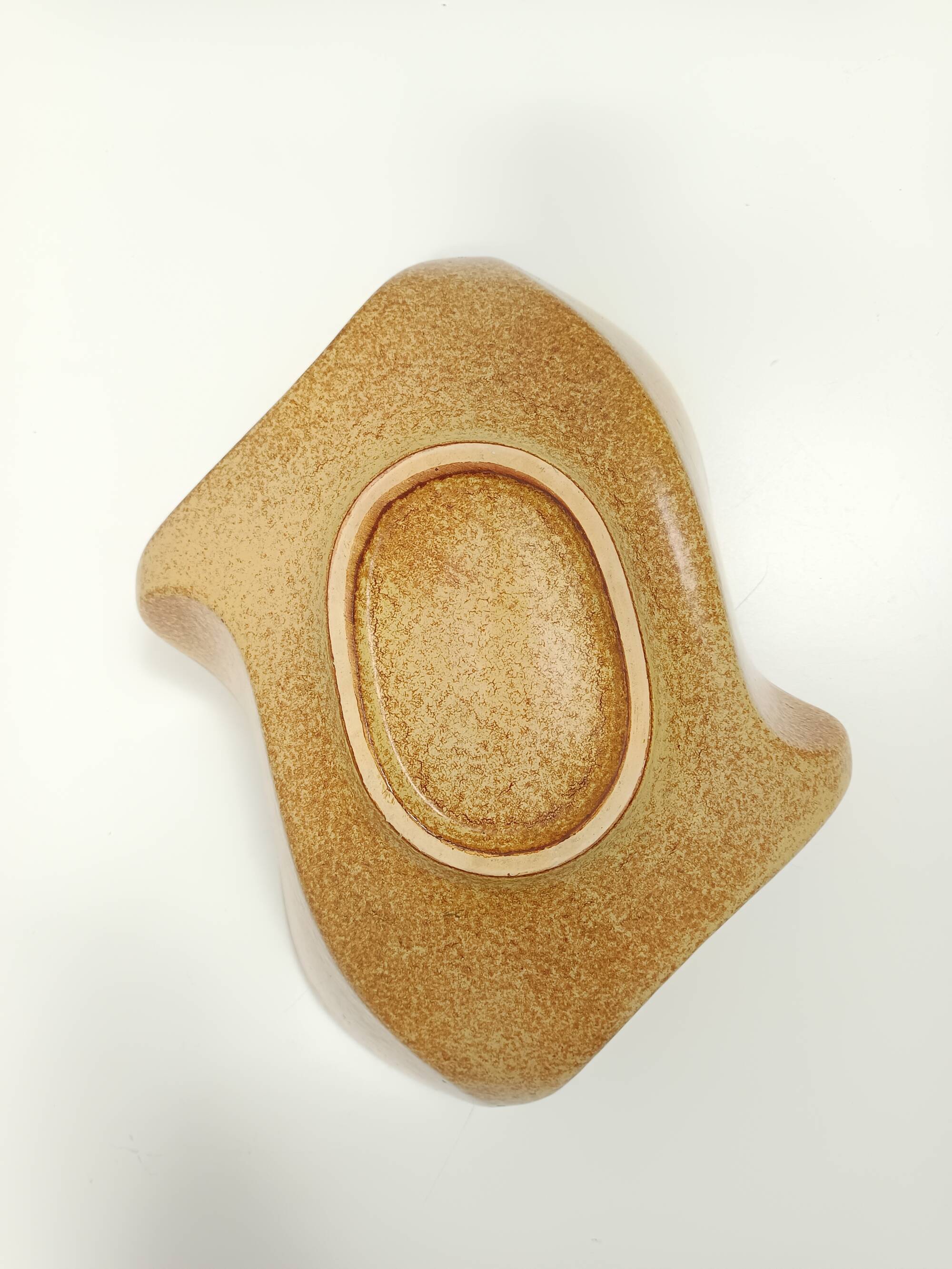 Brown Glazed Ceramic Trinket Bowl - Centerpiece by Bertoncello, Italy