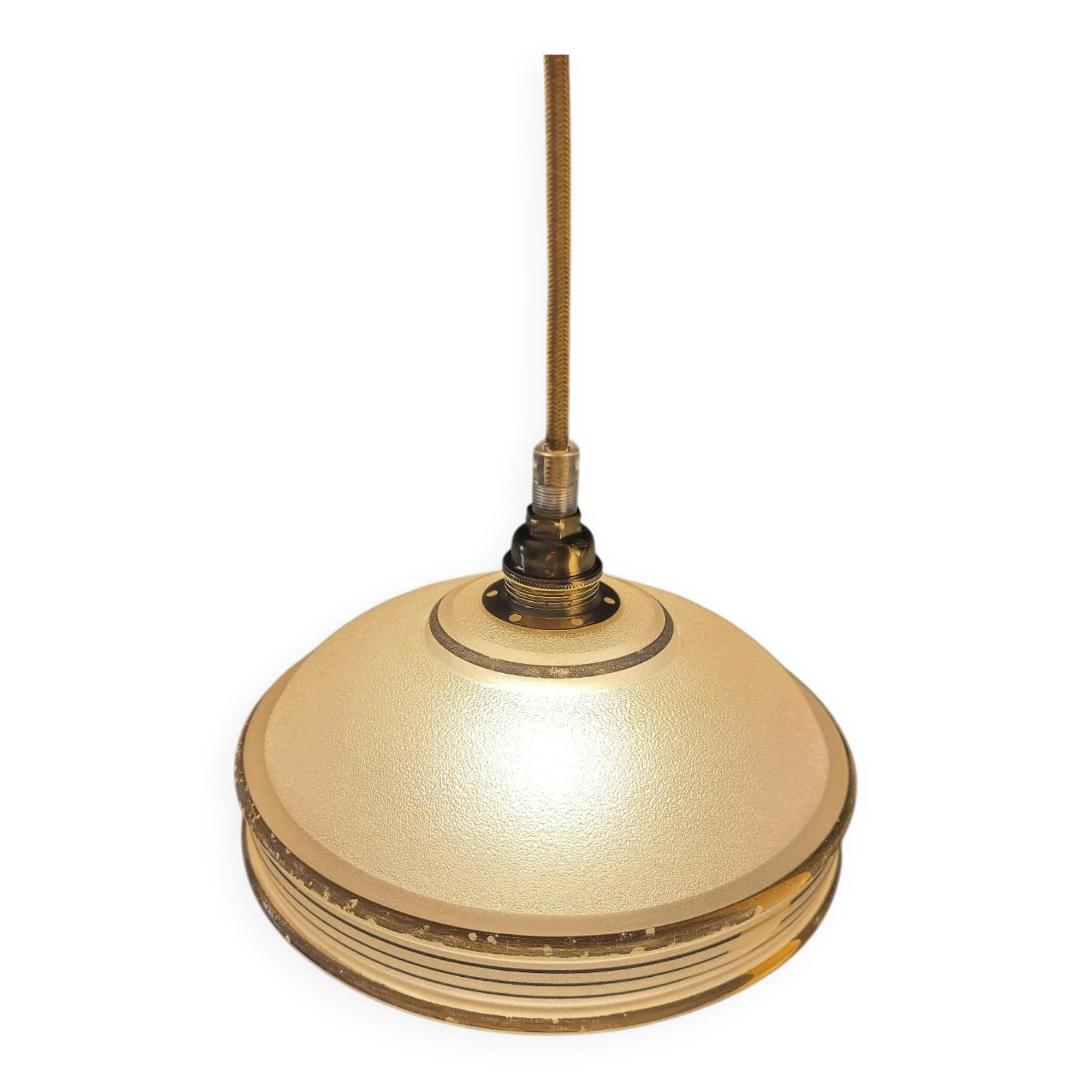 Frosted glass saucer lamp with golden edges