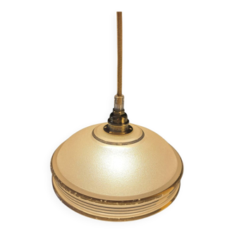 Frosted glass saucer lamp with golden edges