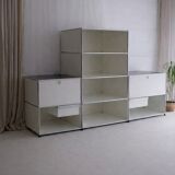 Lot of 3 designer furniture: usm haller white: 1 column with 2 modules.