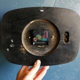 Vintage formica clock silent rectangular wall clock "Manufrance green"