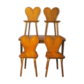 Set of 4 Brutalist mid century chairs with splayed legs, 1950