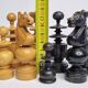Jeu d’échecs vintage en bois sculpté à la main, années 1930, hauteur du roi 8 cm