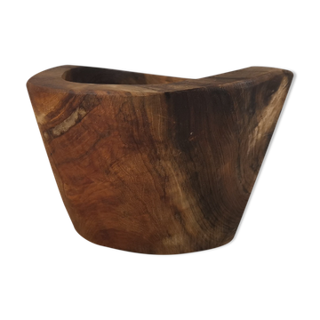 Coupe ou vide-poches en bois d'olivier années 60 Mid-Century / décoration Wabi-sabi