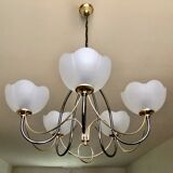 Italian chandelier gray and gold frosted glass flower