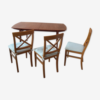 Table en teck 3 chaises