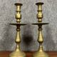 ORIENT XIX: Pair of large cup candlesticks in chiseled and gilded brass