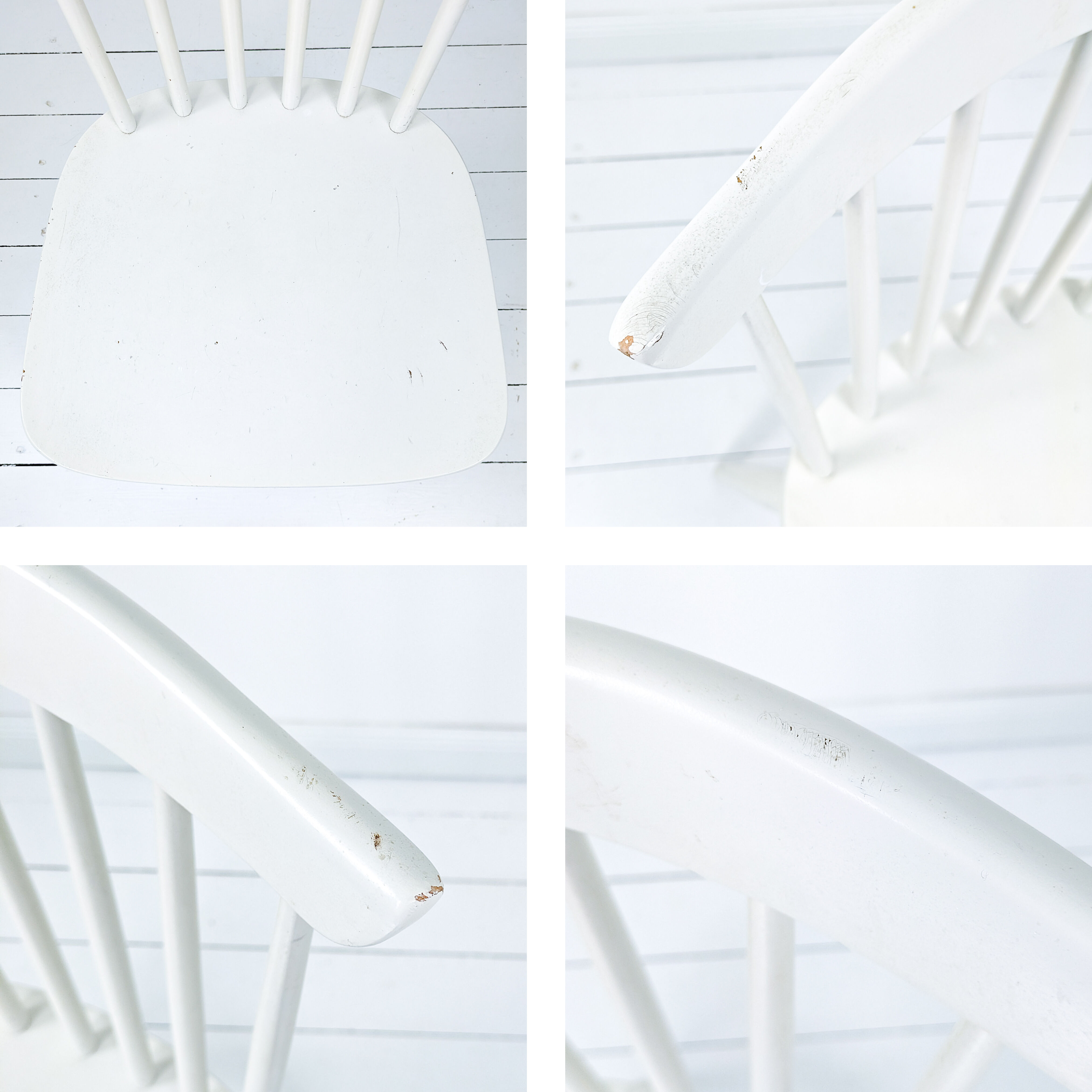 Chaise vintage blanche en bois