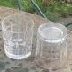 5 whisky glasses, Cristal Bayel stamps, transparent crystal with patterns