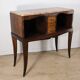 Vintage wooden and marble console table – classic style curved legs, 1950s