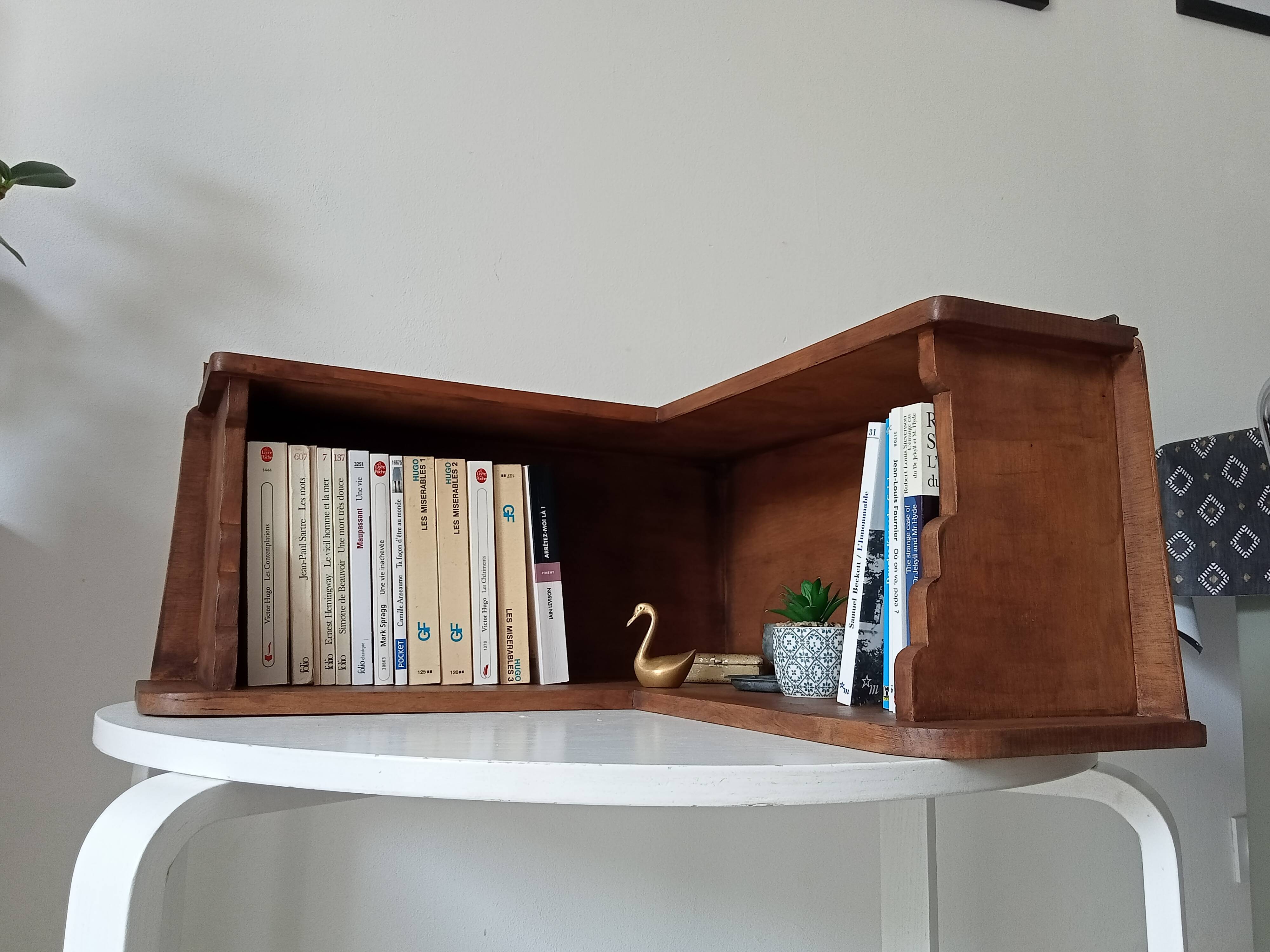 Vintage oak corner wall shelf