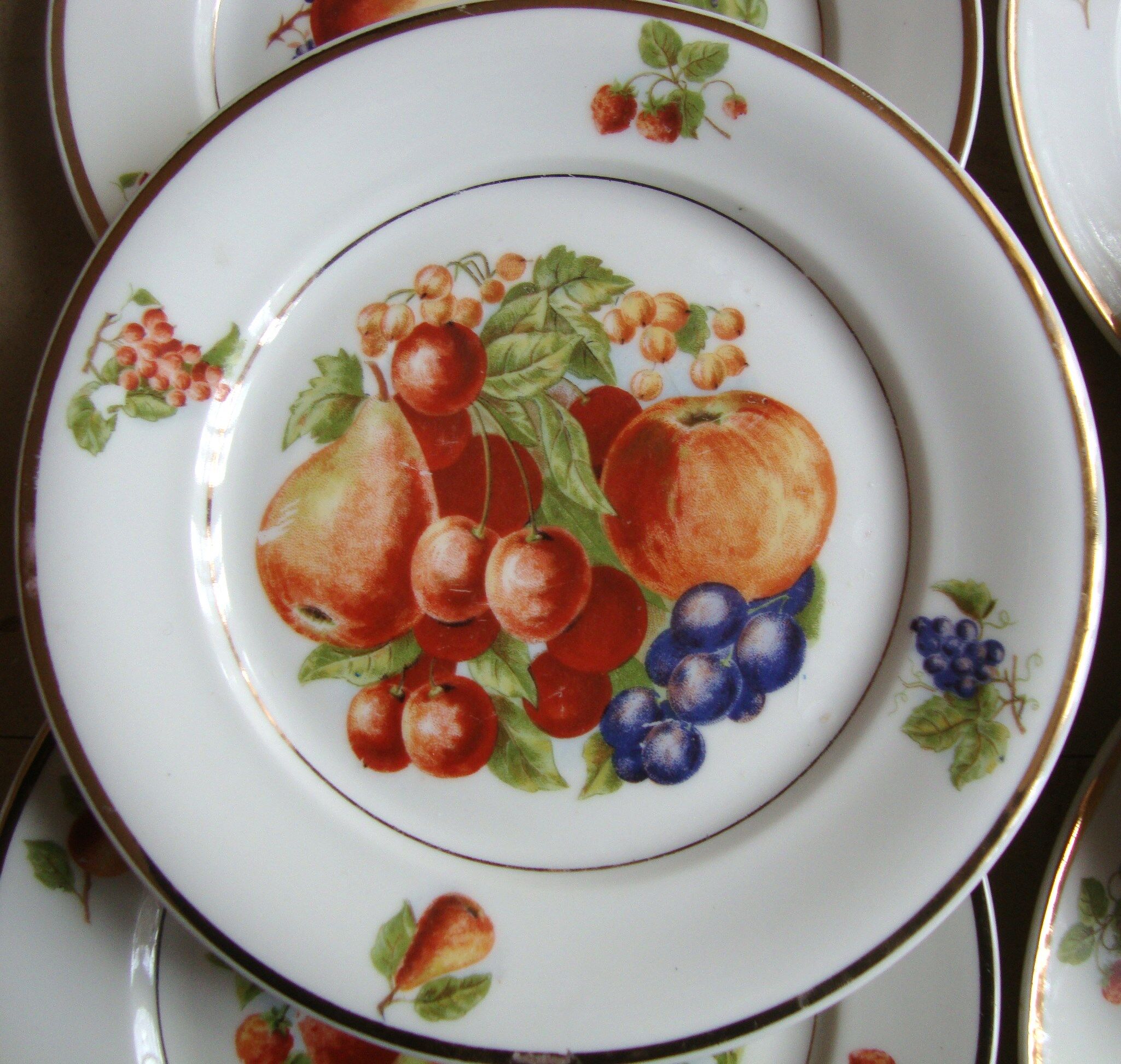6 Fruit decorated plates Pillivyt France
