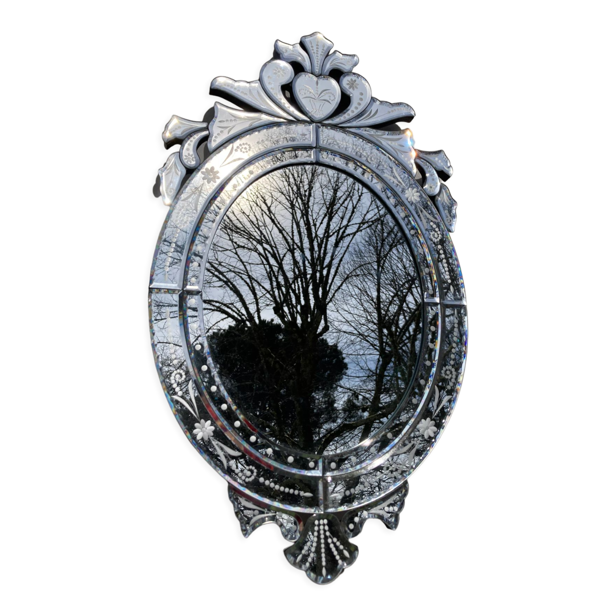 Oval Venetian wall mirror