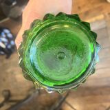 Empoli bottle vintage carafe in green diamond point glass Italy