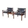 Paire de fauteuils avec table d’appoint conçue par arne norell, produite par arne norell ab à aneby, en suède