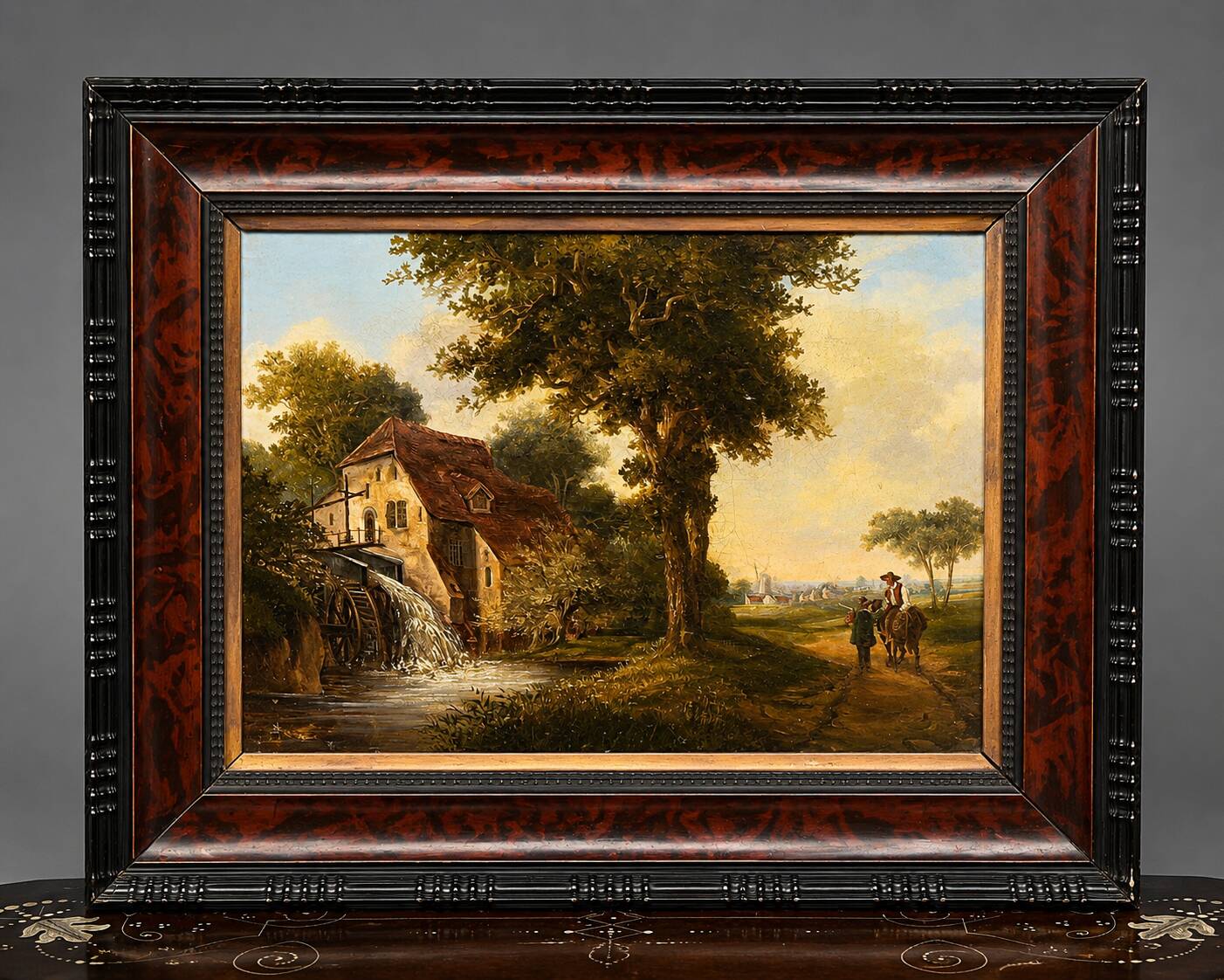 Old painting "The Mill". Oil on canvas.
