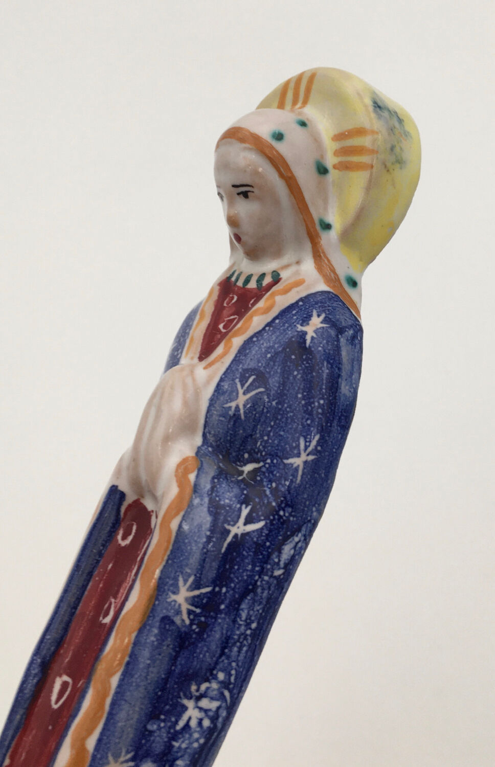 Virgin in polychrome enameled earthenware, 20th century