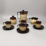 Brown Coffee Set in Faenza Ceramic. Handmade Made in Italy 1970