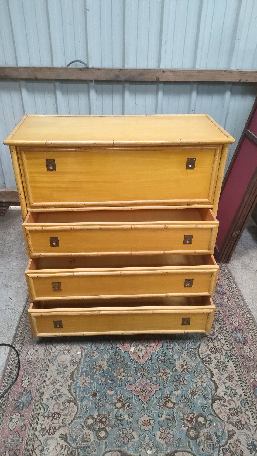 Dal Vera bamboo chest of drawers, Italian design, 70s