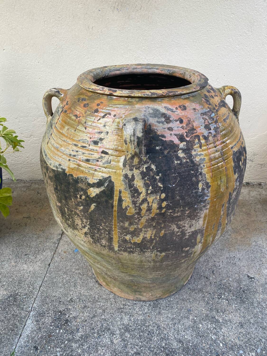 Grande jarre ancienne provençale en terre cuite vernissée XIXeme