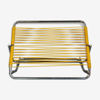 Yellow scoubidou head rest and vintage chrome metal