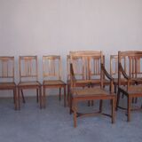 Set of 8 chairs and two fautuils of English style mahogany and mahogany veneer