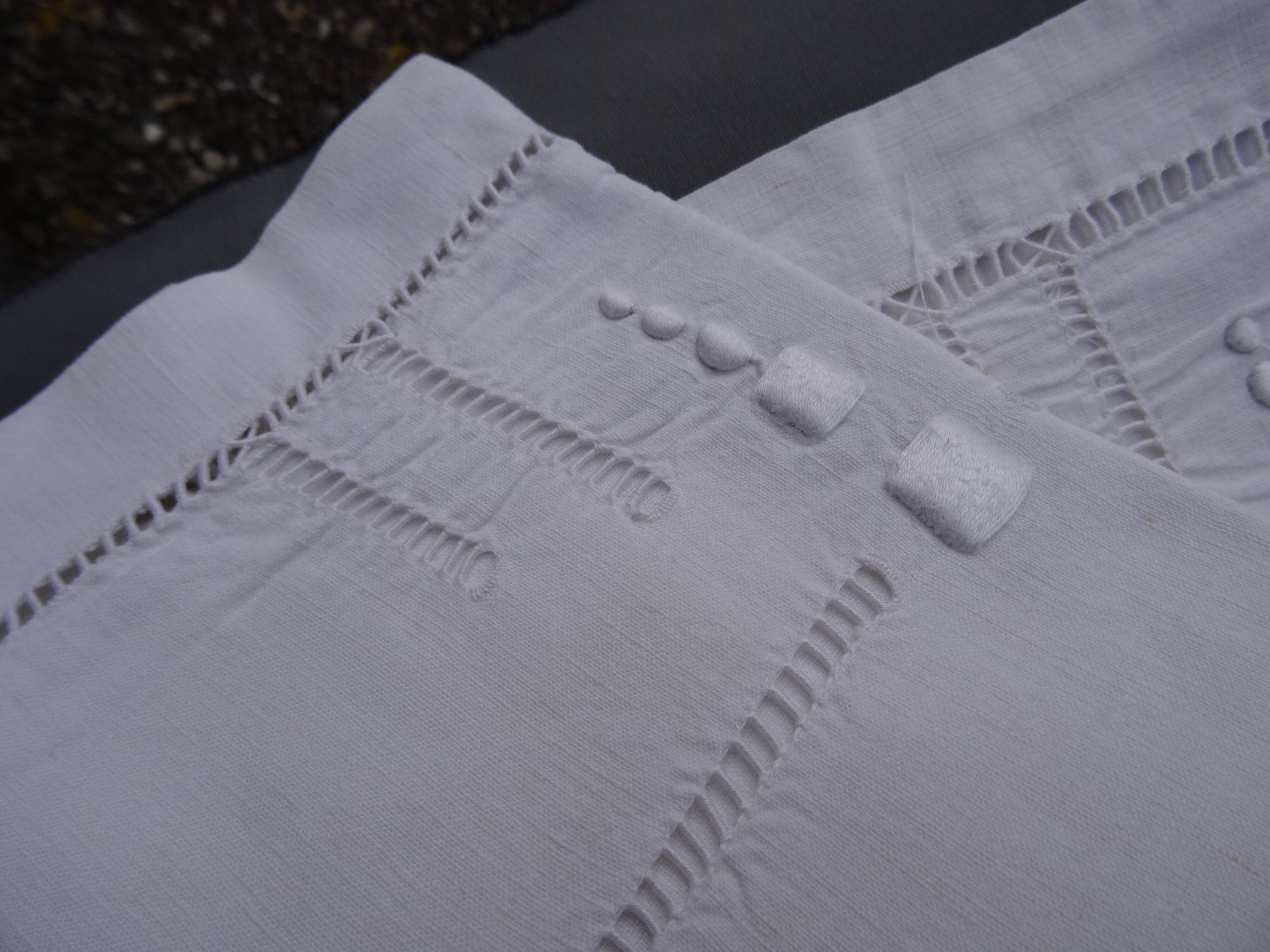 Nice pair of Art Deco MD Monogrammed pillowcases