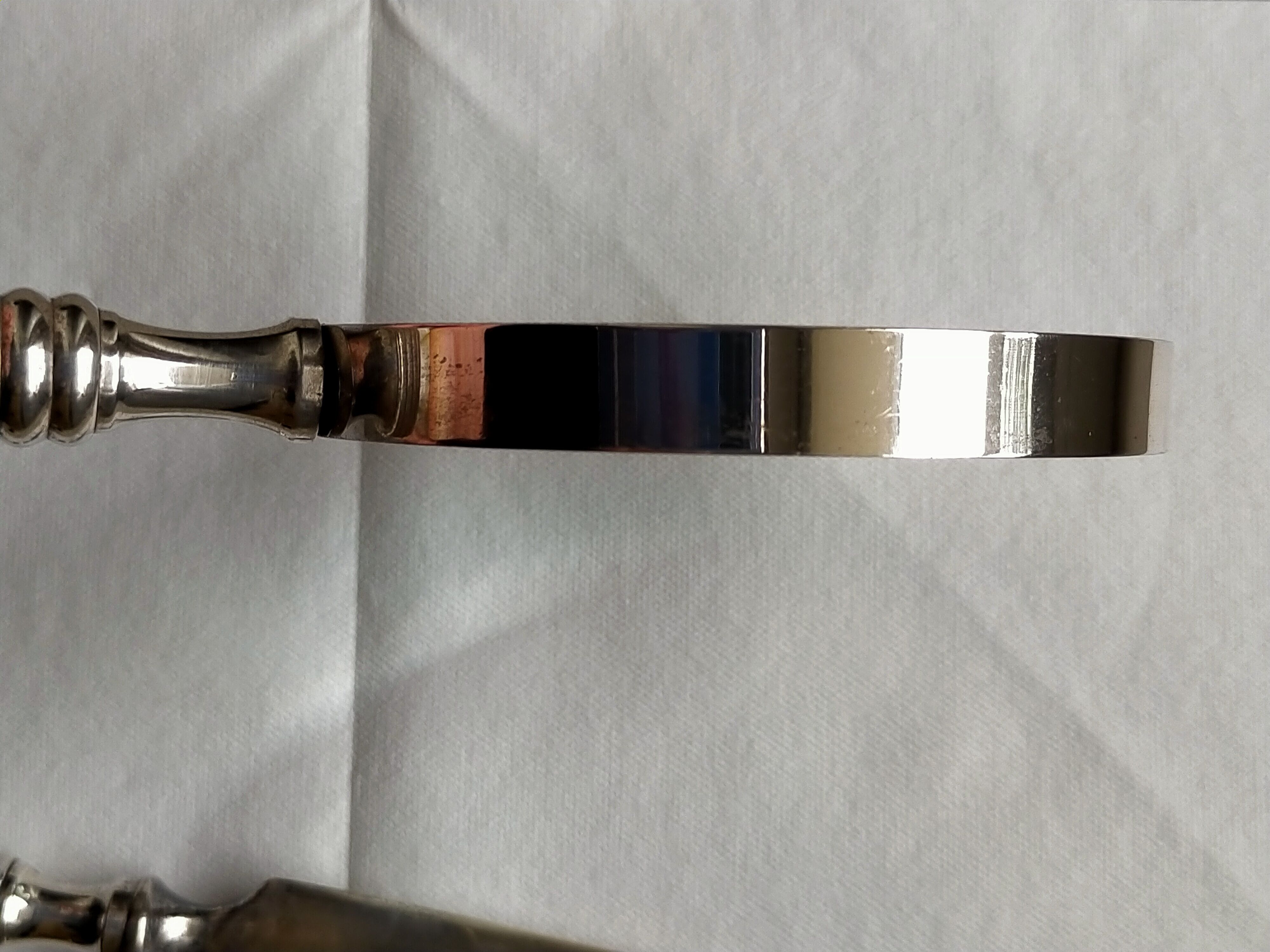 Magnifying glass set and letter opens in silver metal and mother-of-pearl