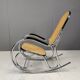 Vintage chrome and rattan rocking chair, 1960s