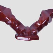 Pair of art deco wall lights in carmine red / burgundy earthenware.