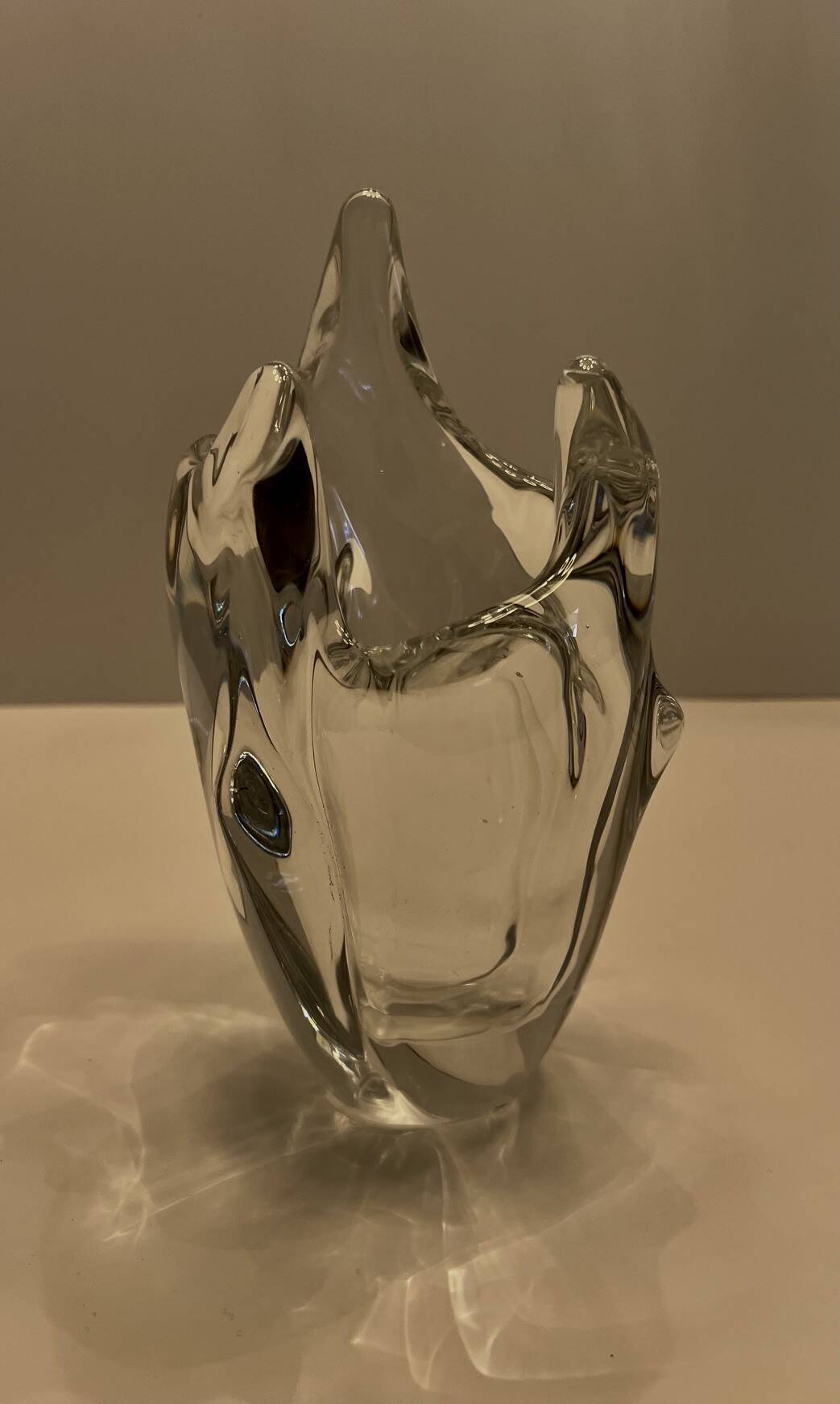 Vintage crystal vase sculpture – signed R. Schneider 1959