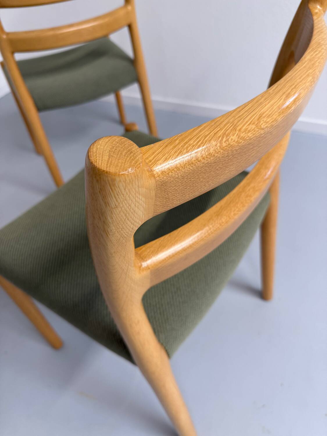 Set of 4 beech chairs designed by Niels Otto Møller, solid vintage beech