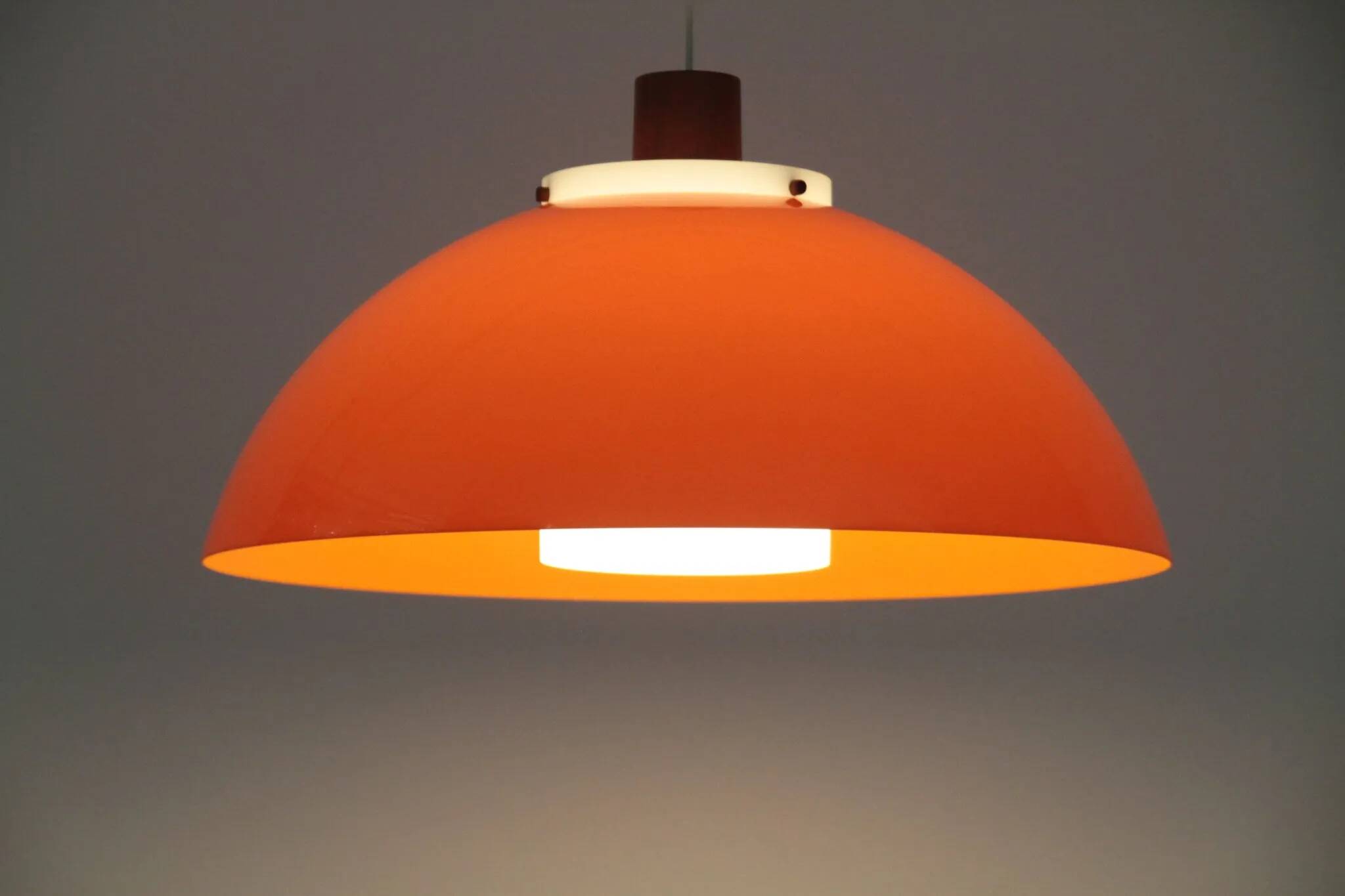 Pendant Lamp – Plastic and Teak, Model 549 – Uno & Östen Kristiansson for Luxus Vittsjö, Sweden, 1960s