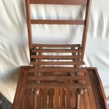 Ancienne chaise pliante enfant en bois assise vintage
