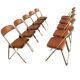 10 vintage skai and chrome metal folding chairs 1970
