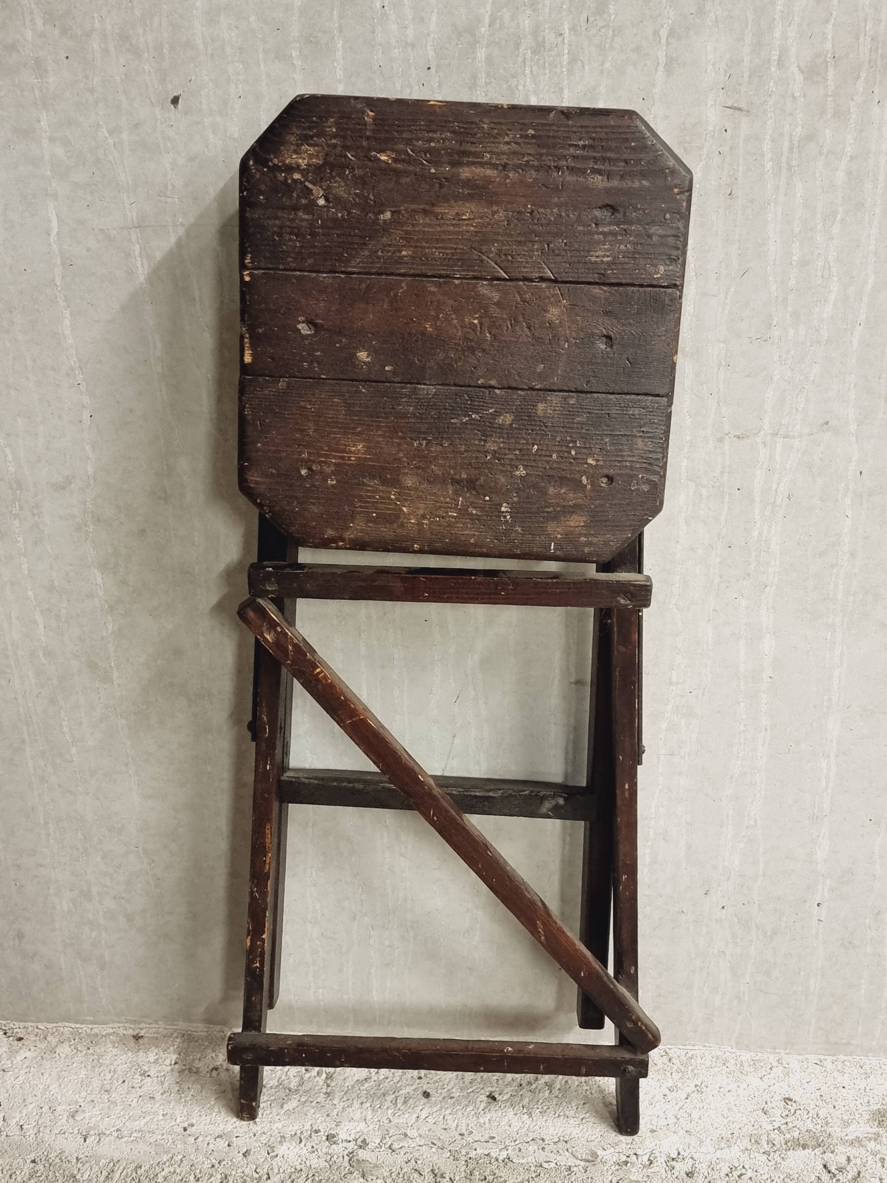 Old wooden stepladder library steps decorative foldable