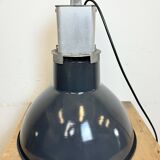 Industrial french dark blue enamel pendant lamp from mazda, 1960s